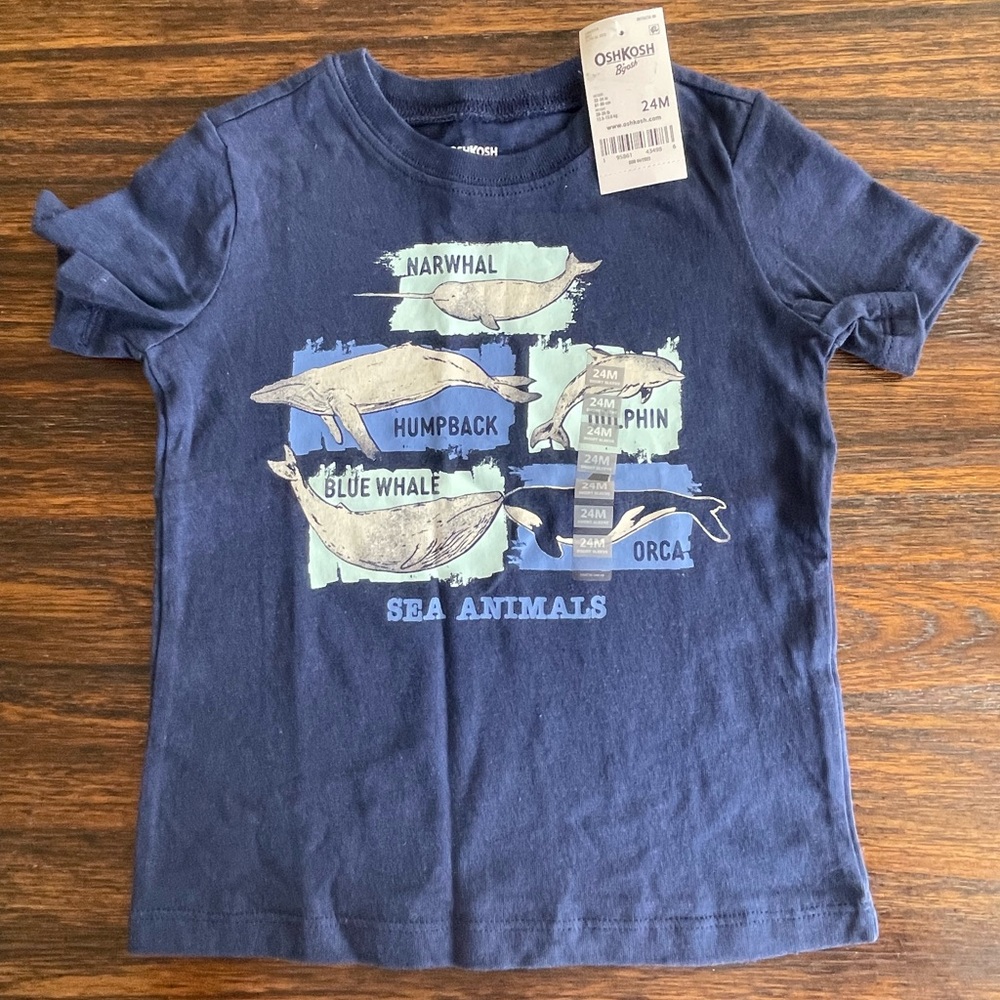 OshKosh B'gosh Boys Navy Blue Sea Animal Shirt - NWT